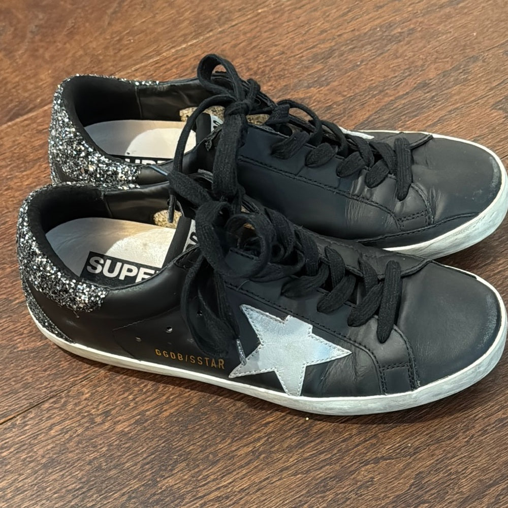 Golden Goose Women’s Black Sneakers with Silver Star Size 37/7