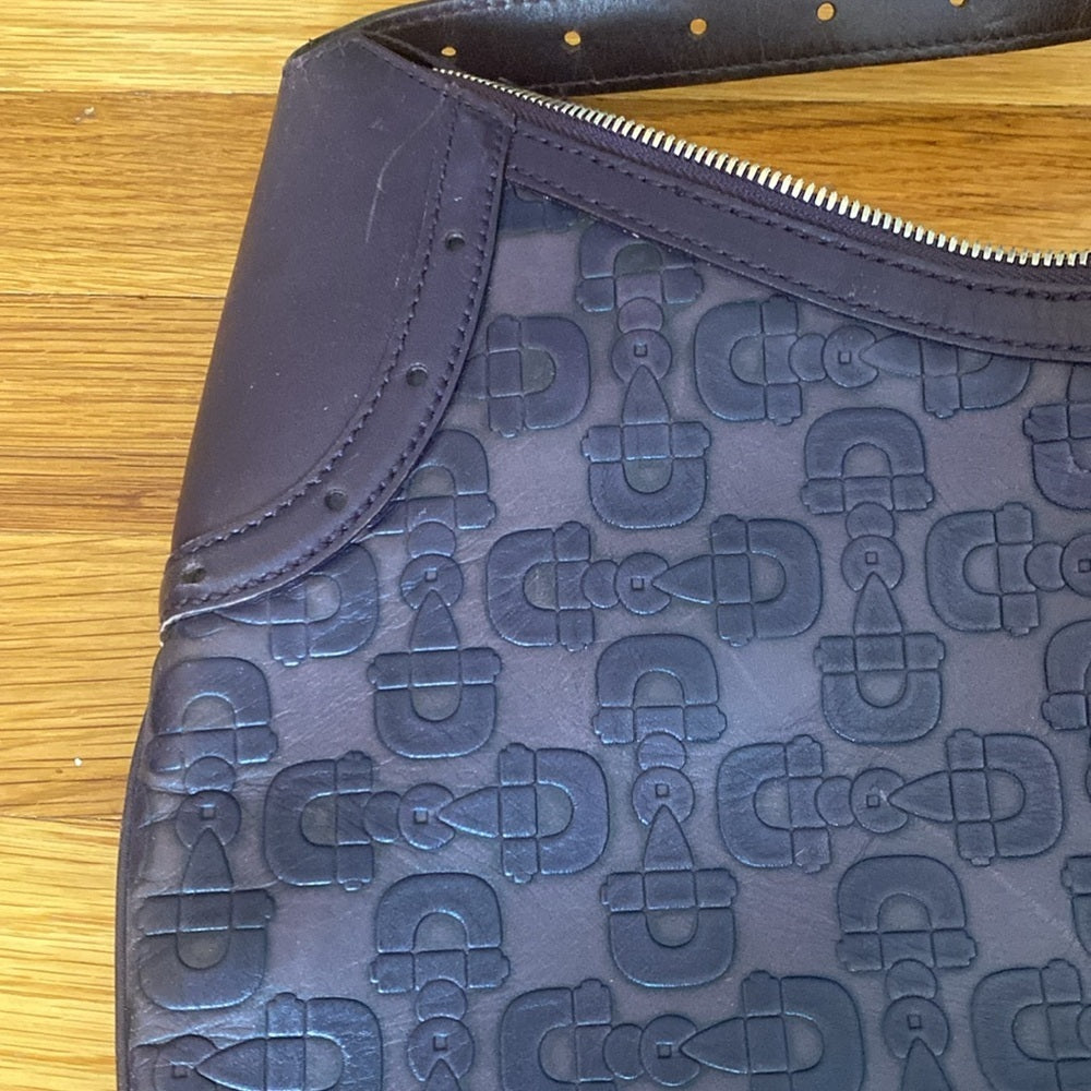 Gucci Women’s Purple/Eggplant Horsebit Embossed Hobo Rounded Shoulder Bag
