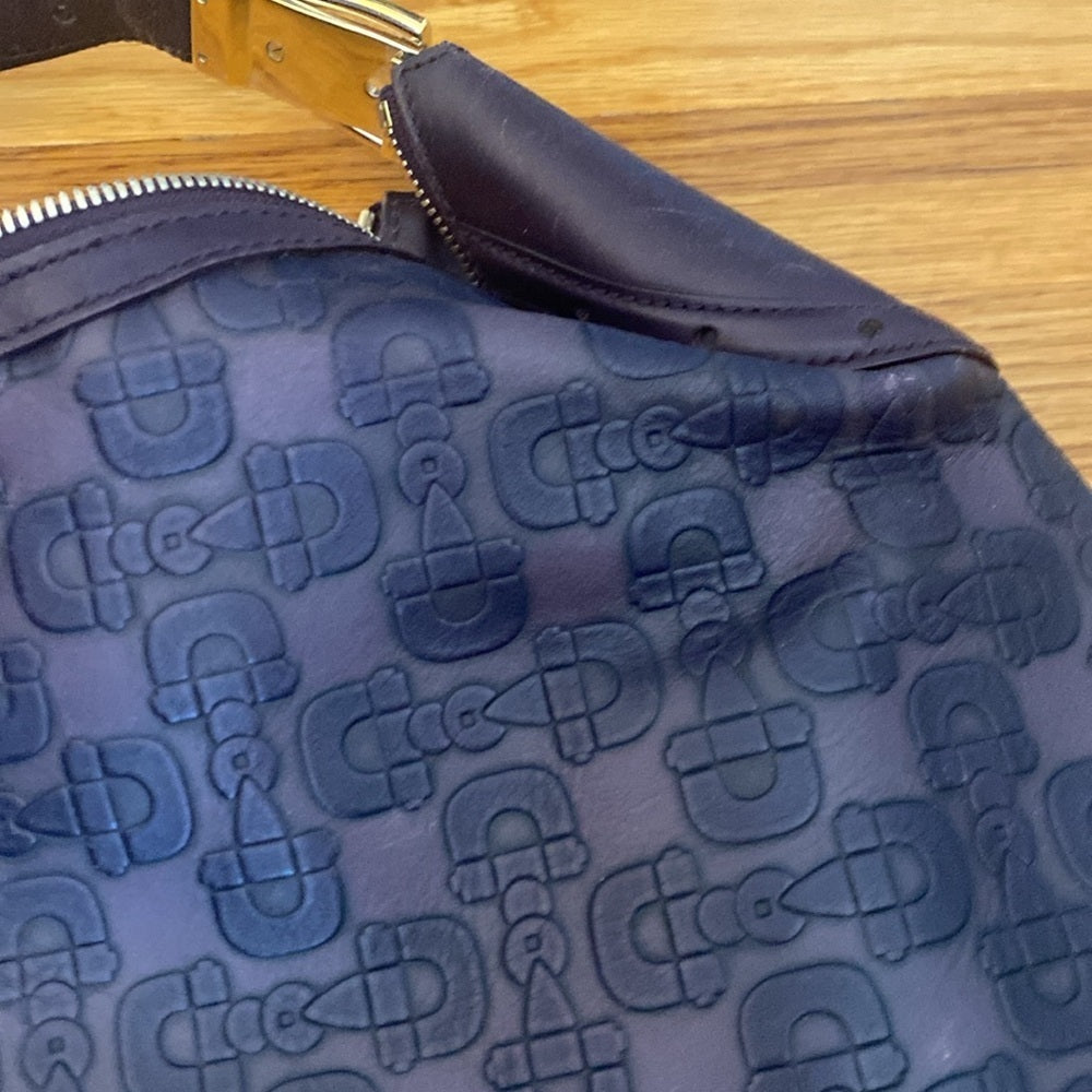 Gucci Women’s Purple/Eggplant Horsebit Embossed Hobo Rounded Shoulder Bag