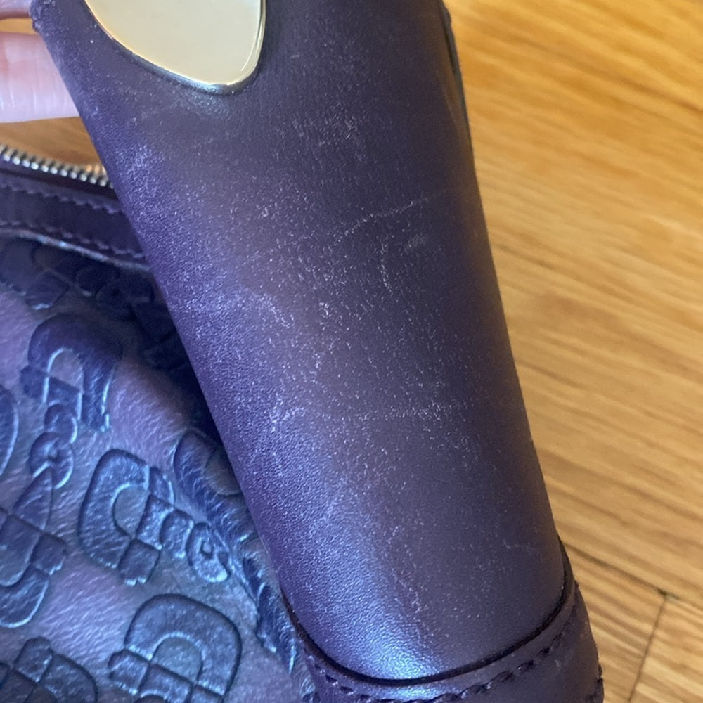 Gucci Women’s Purple/Eggplant Horsebit Embossed Hobo Rounded Shoulder Bag