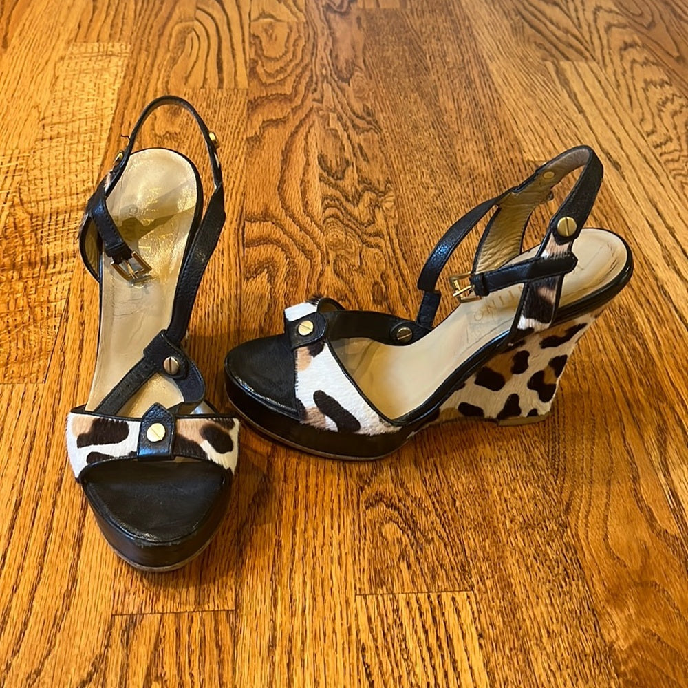 Valentino Garavani Woman’s Animal Print Wedges Size 36.5