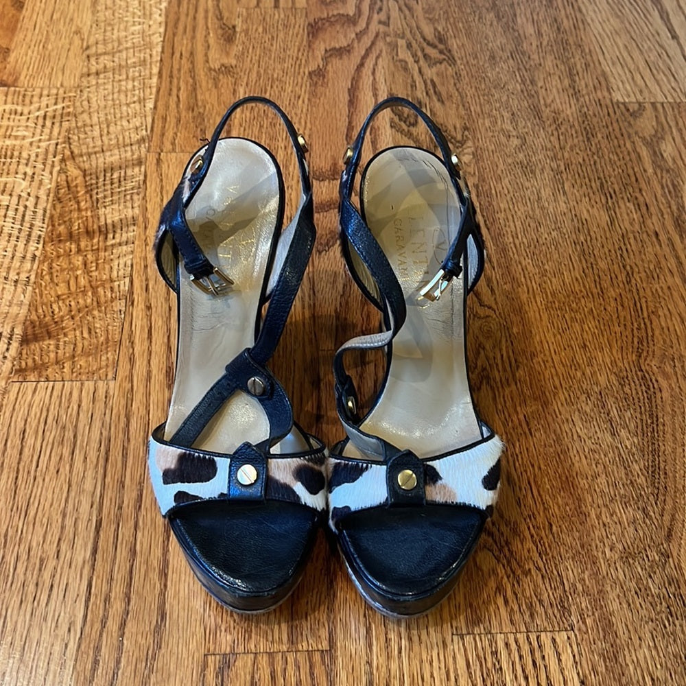 Valentino Garavani Woman’s Animal Print Wedges Size 36.5