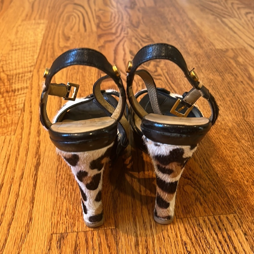 Valentino Garavani Woman’s Animal Print Wedges Size 36.5
