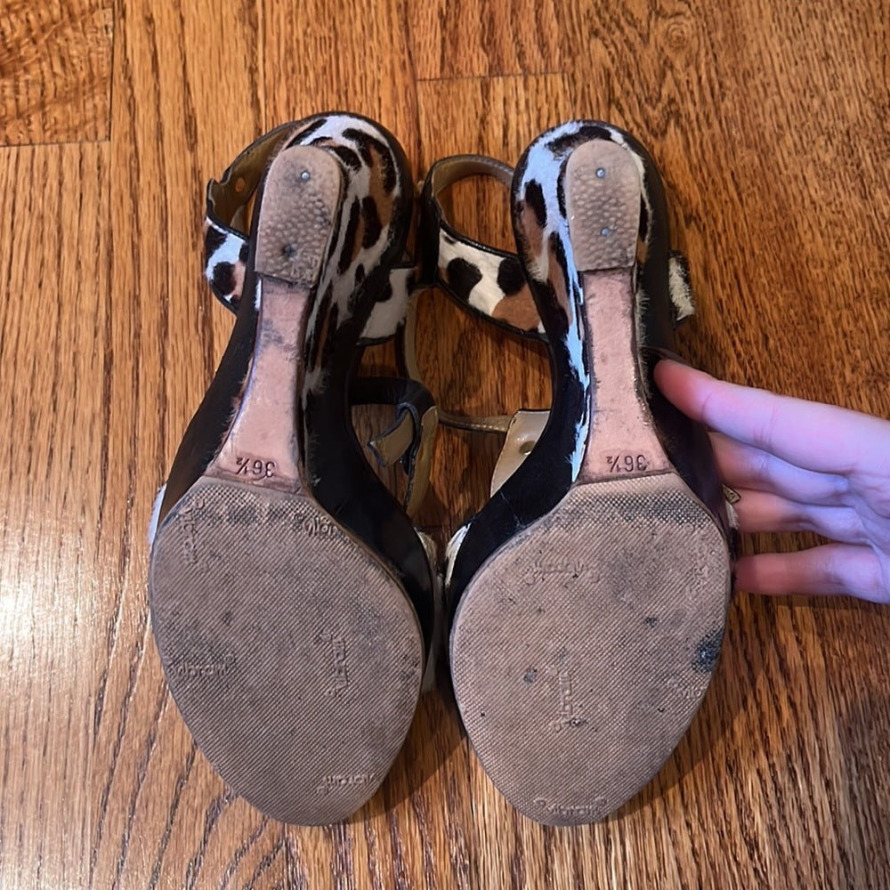 Valentino Garavani Woman’s Animal Print Wedges Size 36.5