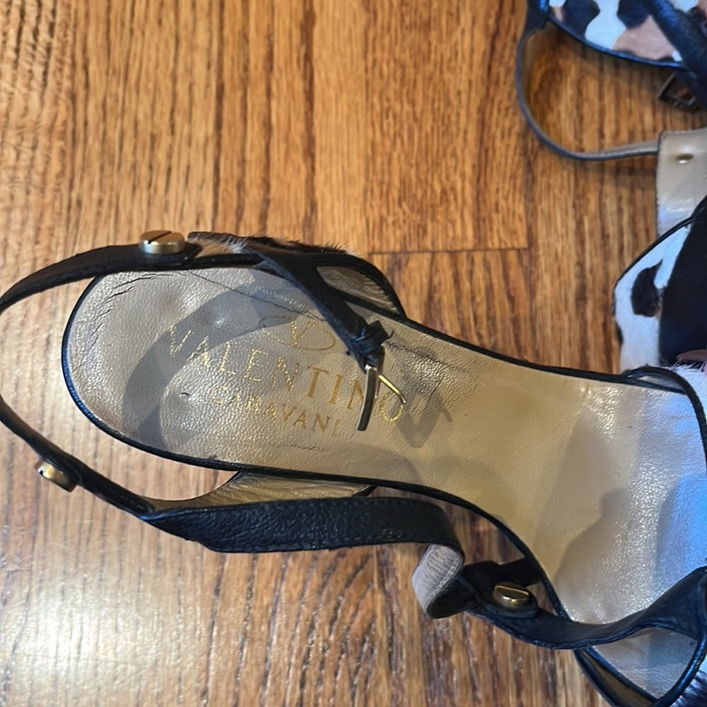 Valentino Garavani Woman’s Animal Print Wedges Size 36.5