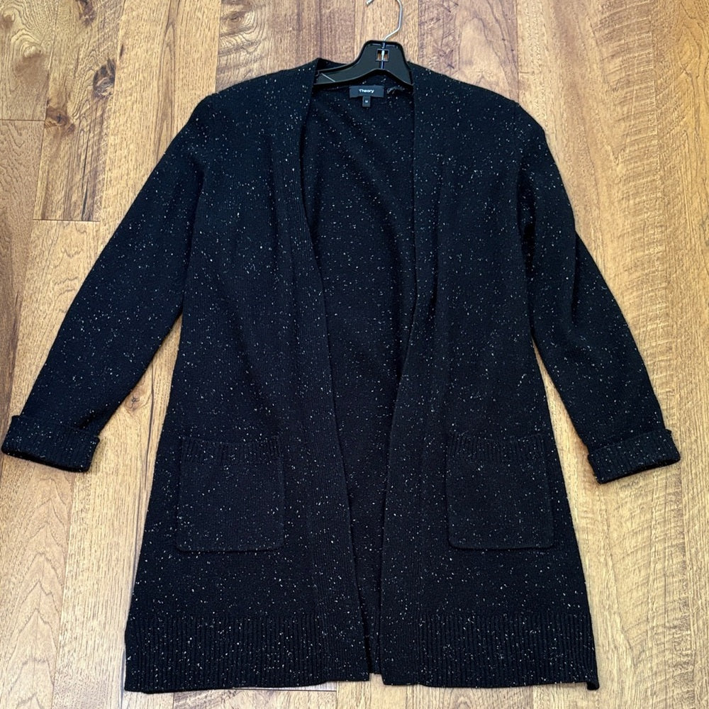 Theory Woman’s Black Cashmere Cardigan Size M