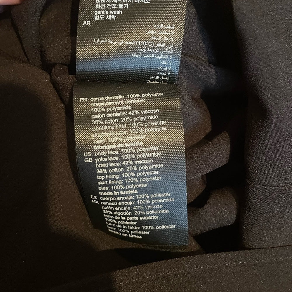 SANDRO Black and Blue Lace Design Dress