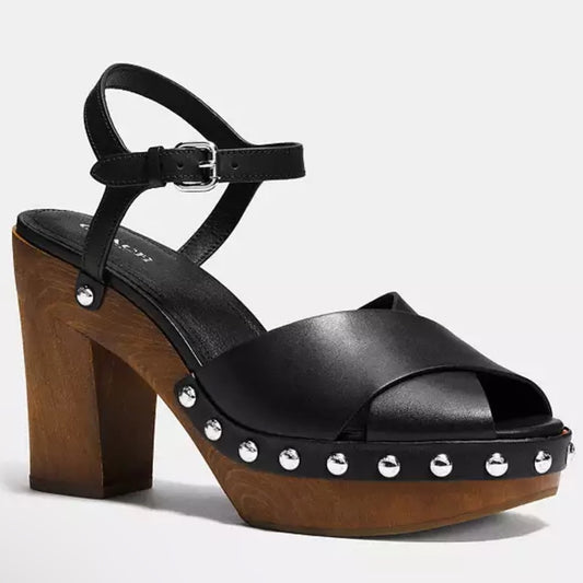 Coach Woman’s Black Viola Soft Vegan Leather Heels Size 8 M