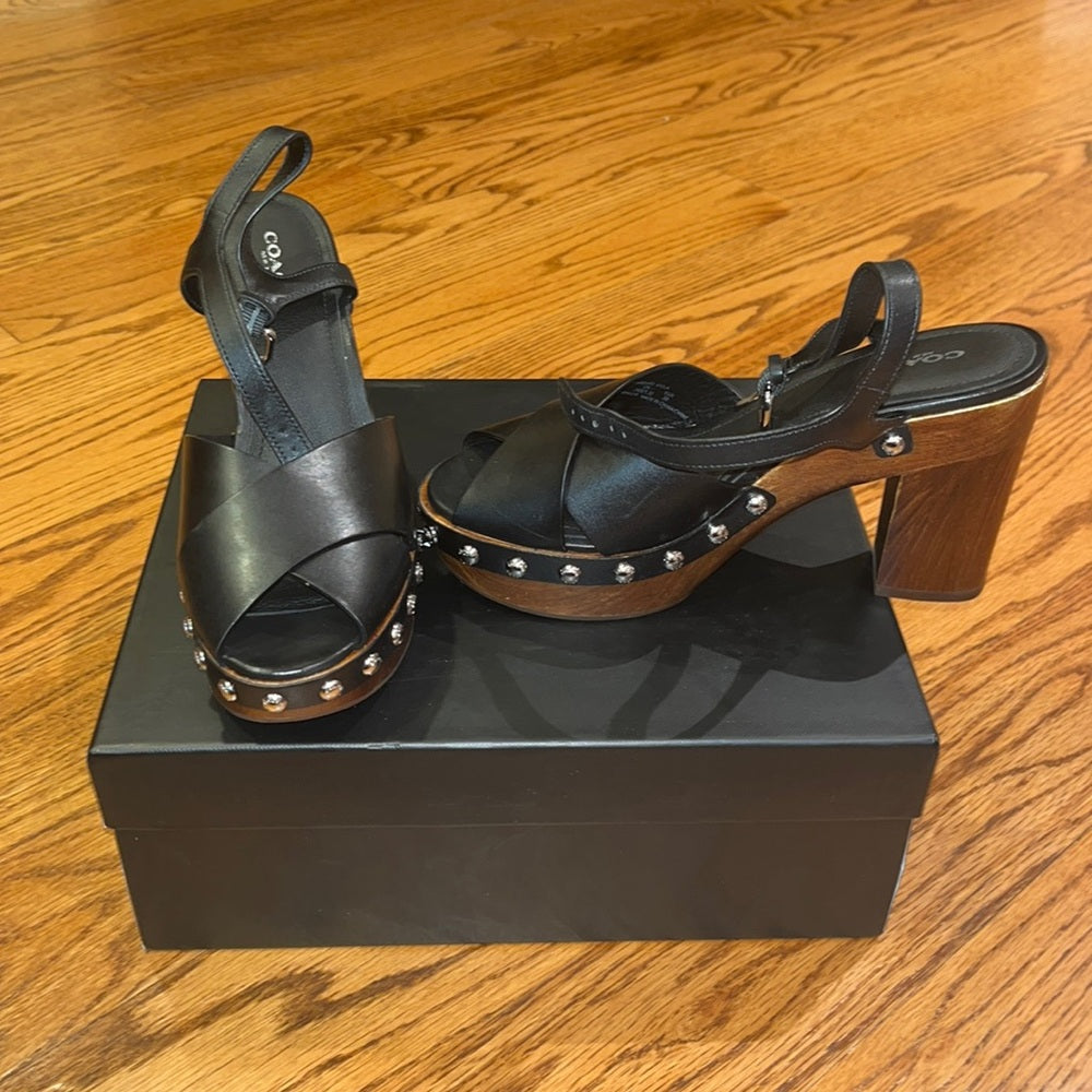 Coach Woman’s Black Viola Soft Vegan Leather Heels Size 8 M
