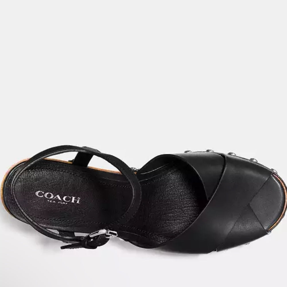 Coach Woman’s Black Viola Soft Vegan Leather Heels Size 8 M