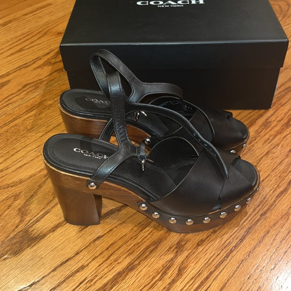 Coach Woman’s Black Viola Soft Vegan Leather Heels Size 8 M