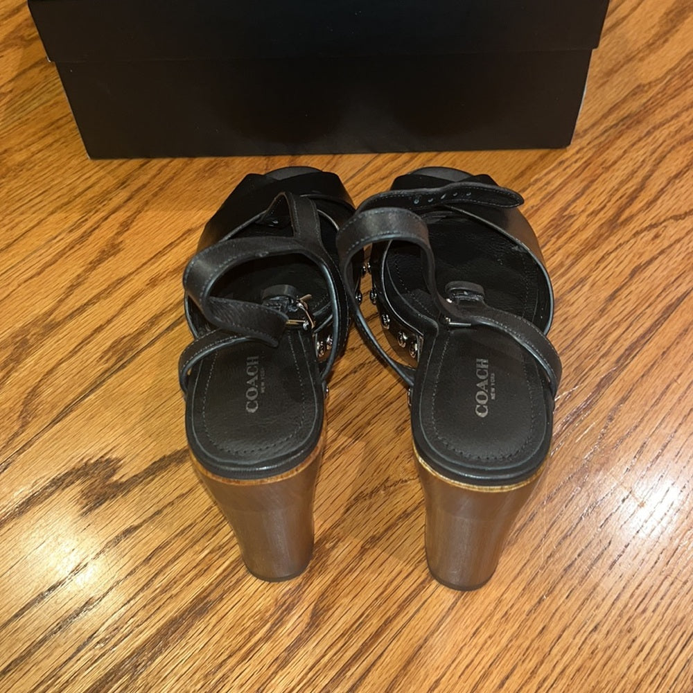 Coach Woman’s Black Viola Soft Vegan Leather Heels Size 8 M