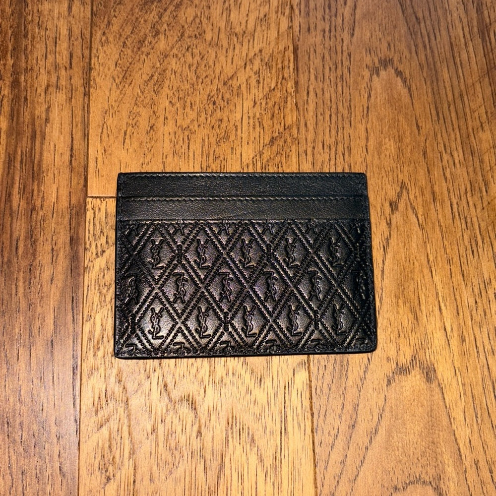 Yves Saint Laurent Cassandra Black Logo Monogram Card Holder