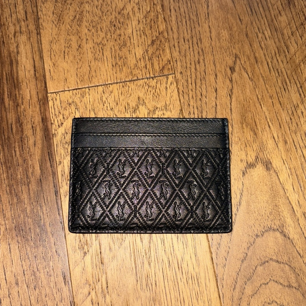 Yves Saint Laurent Cassandra Black Logo Monogram Card Holder