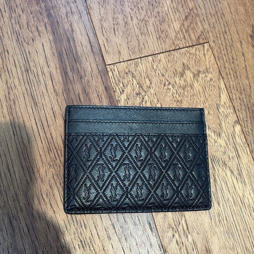 Yves Saint Laurent Cassandra Black Logo Monogram Card Holder