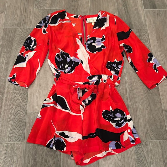 Yumi Kim Women’s Red Romper With Blue And Black Pattern Size XS