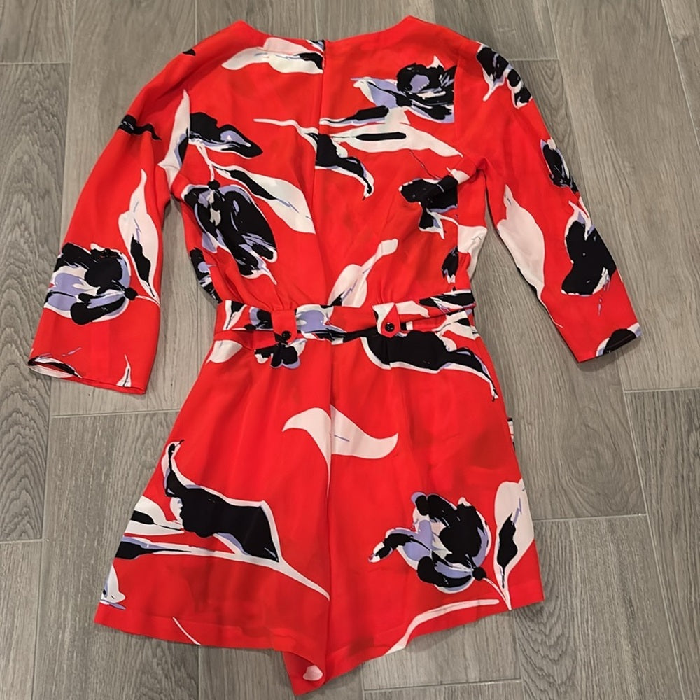 Yumi Kim Women’s Red Romper With Blue And Black Pattern Size XS