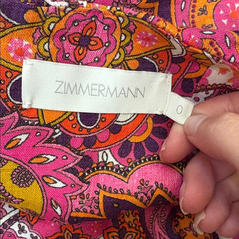 Zimmermann Woman’s Pink and Orange Printed Maxi Dress Size 0