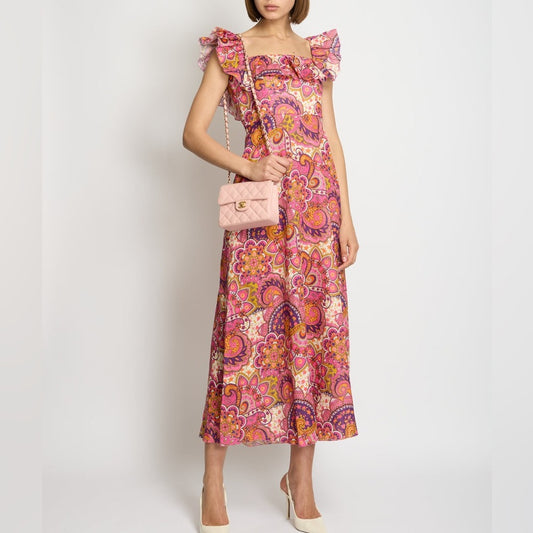 Zimmermann Woman’s Pink and Orange Printed Maxi Dress Size 0