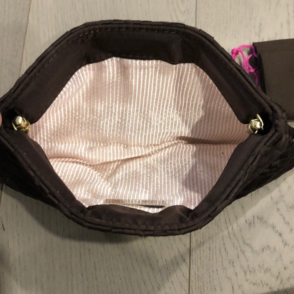Brown Woven Lauren Merkin Clutch - Satin