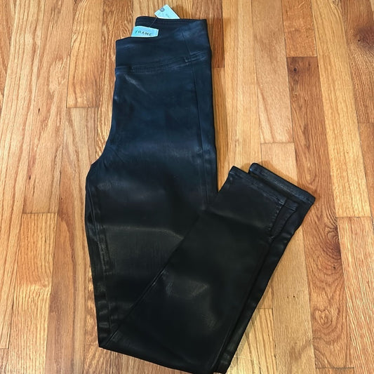 NWT Frame Women’s Black Faux Leather Jetset Crop Skinny Pants Size 0