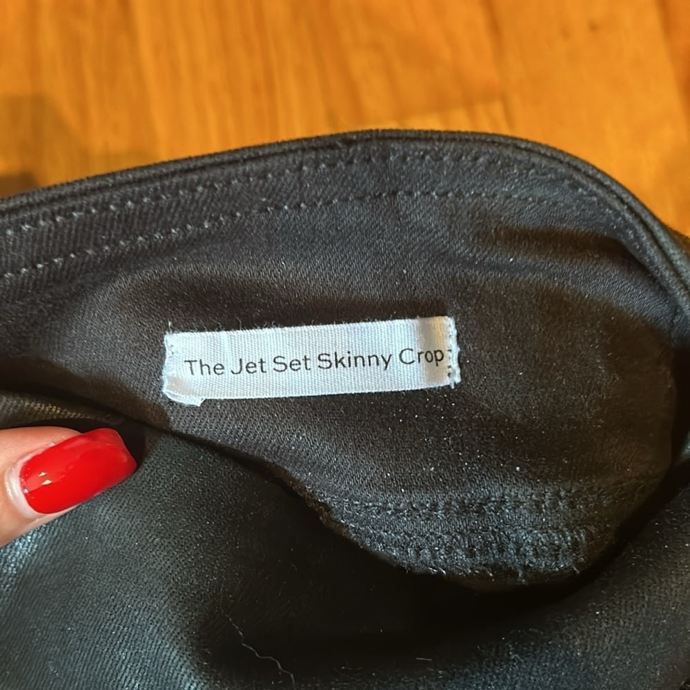 NWT Frame Women’s Black Faux Leather Jetset Crop Skinny Pants Size 0
