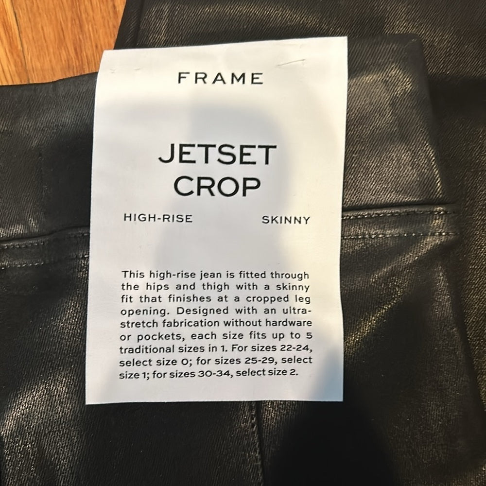 NWT Frame Women’s Black Faux Leather Jetset Crop Skinny Pants Size 0
