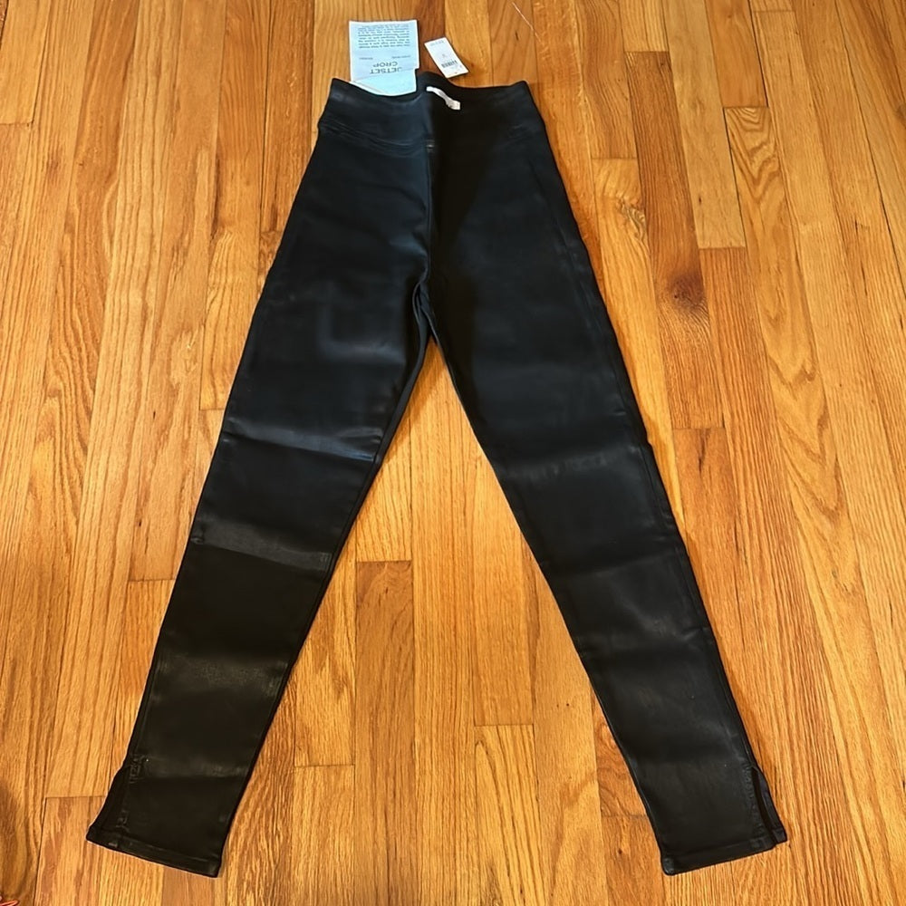 NWT Frame Women’s Black Faux Leather Jetset Crop Skinny Pants Size 0