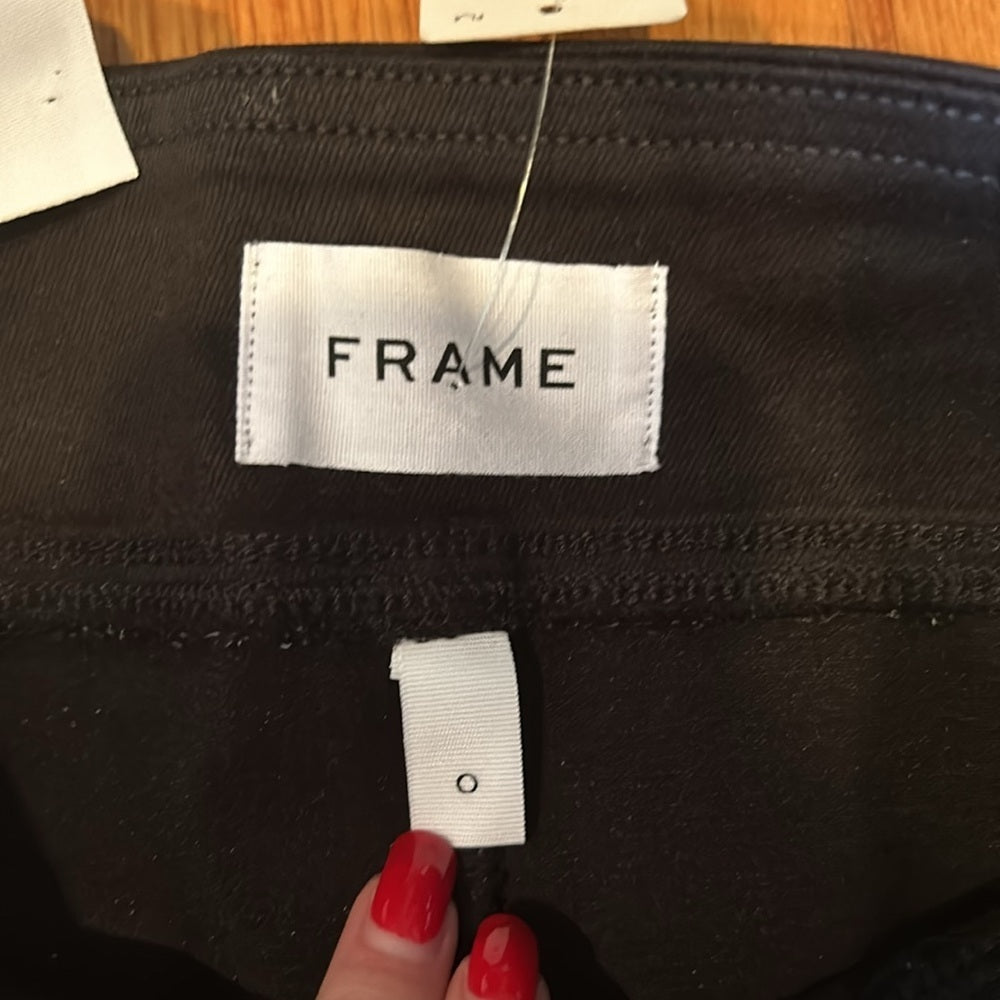 NWT Frame Women’s Black Faux Leather Jetset Crop Skinny Pants Size 0