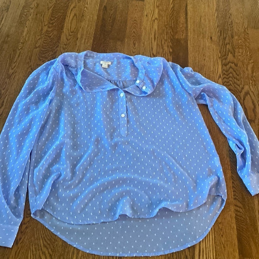 J.Crew Women’s Blue Blouse with White Dots Size Small