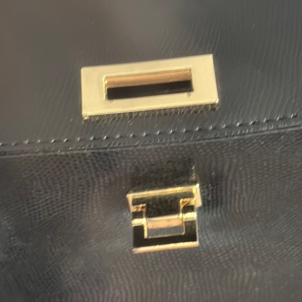 Muska Elegant Black Leather Top Handle and Shoulder Handbag