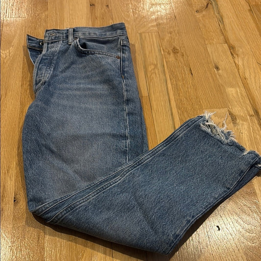 Agolde Women’s Blue Jeans With Frayed Hem Size 26