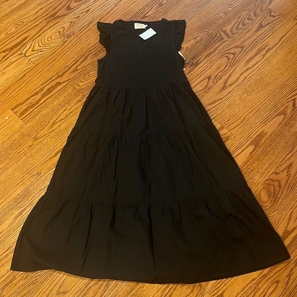 NWT NATION LTD Woman’s Black Ruffle Dress Size XS
