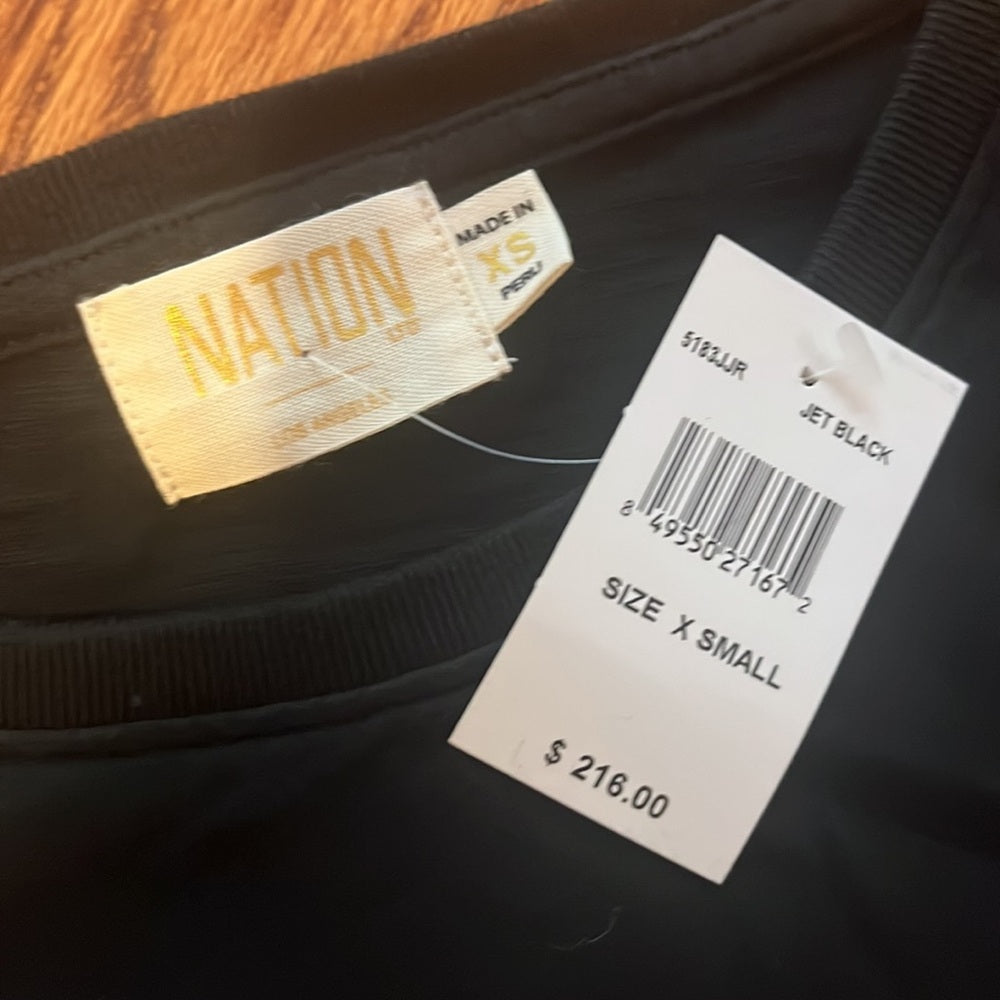 NWT NATION LTD Woman’s Black Ruffle Dress Size XS