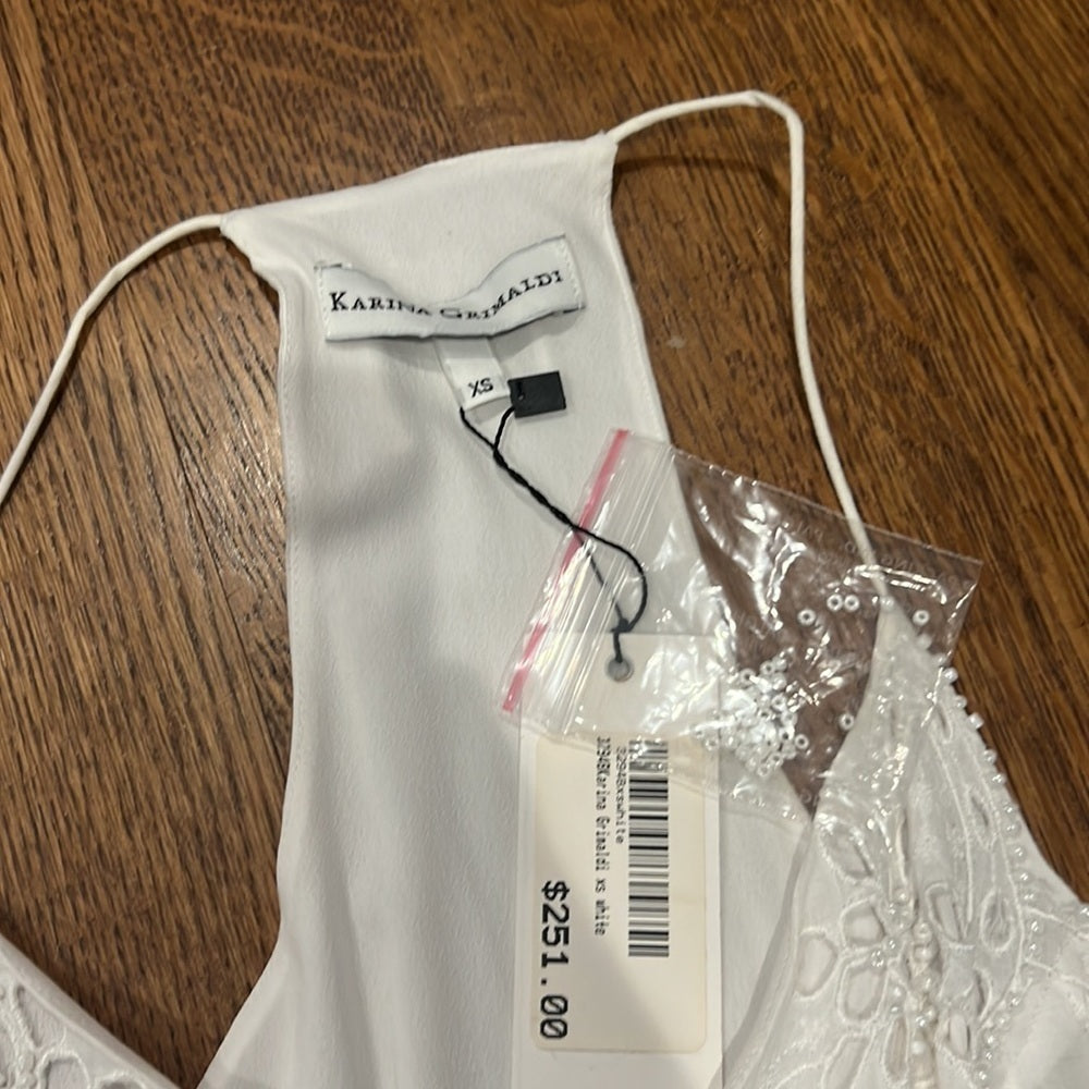 NWT Karina Grimaldi Women’s MIDI Dress White Size XS