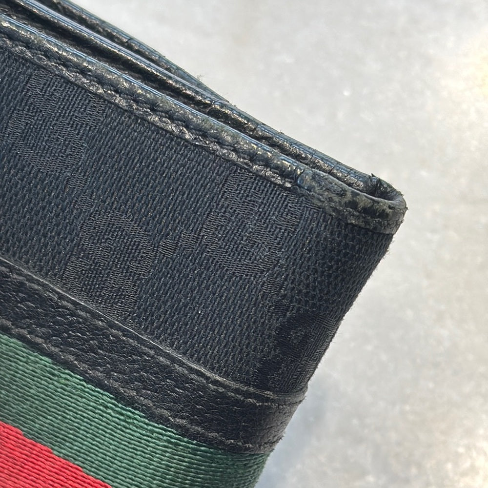Gucci Black Wallet with Red and Green Stripe