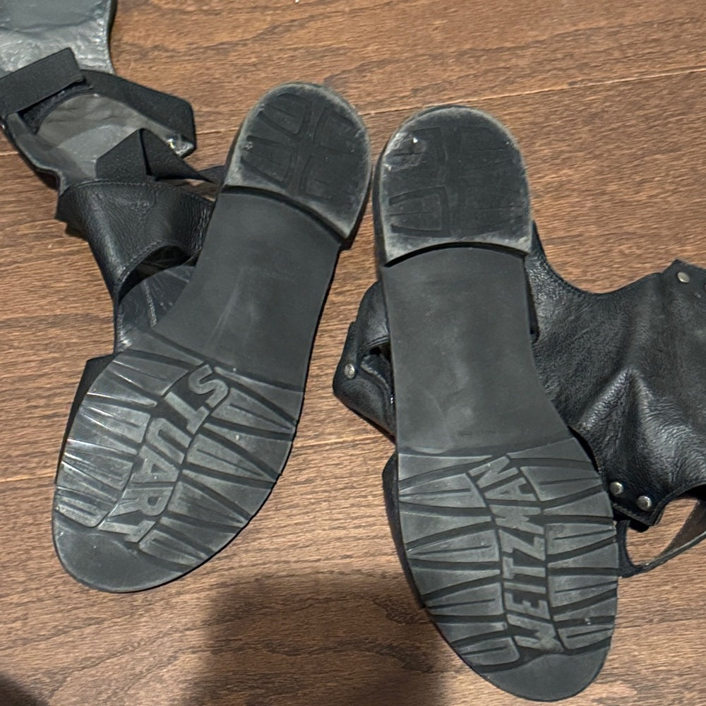 Stuart Weitzman Black Backview Gladiator Leather Sandals Size 10