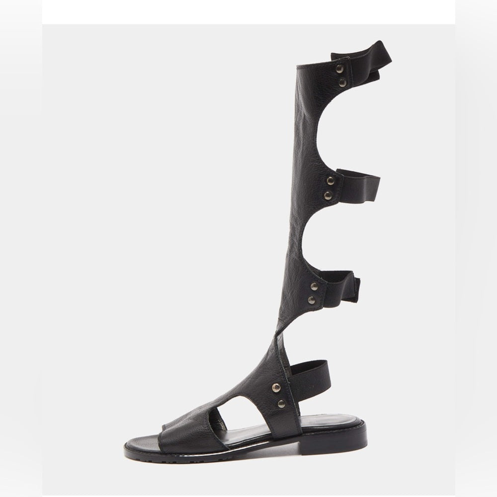 Stuart Weitzman Black Backview Gladiator Leather Sandals Size 10