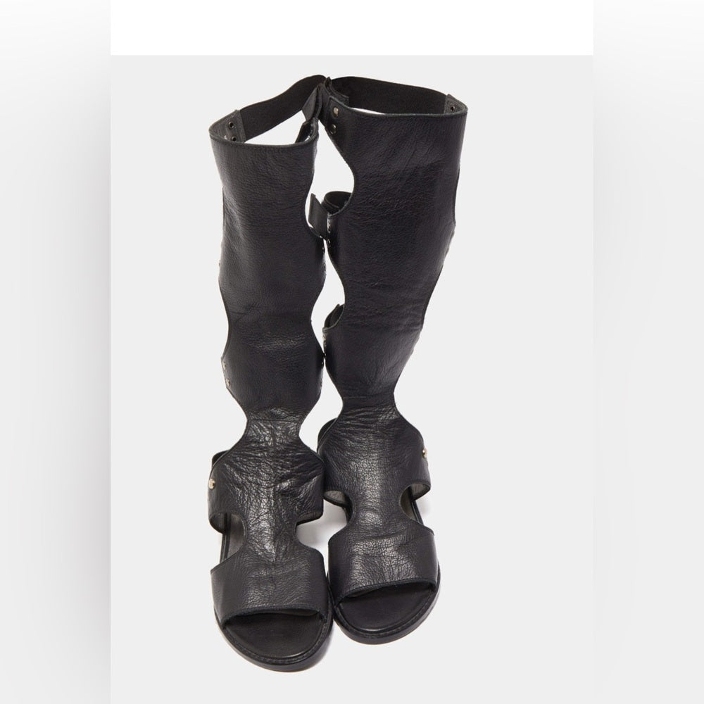 Stuart Weitzman Black Backview Gladiator Leather Sandals Size 10