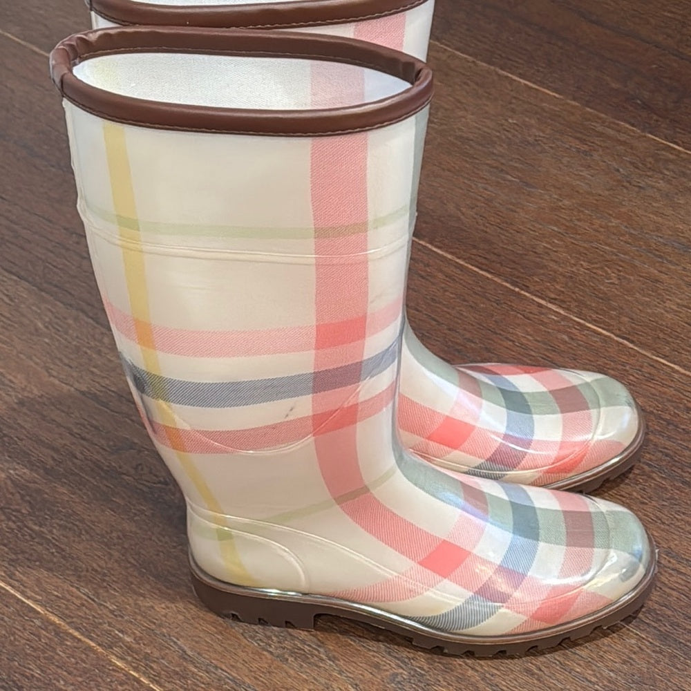 Burberry Women’s Checkered Rain Boots Size 38/8