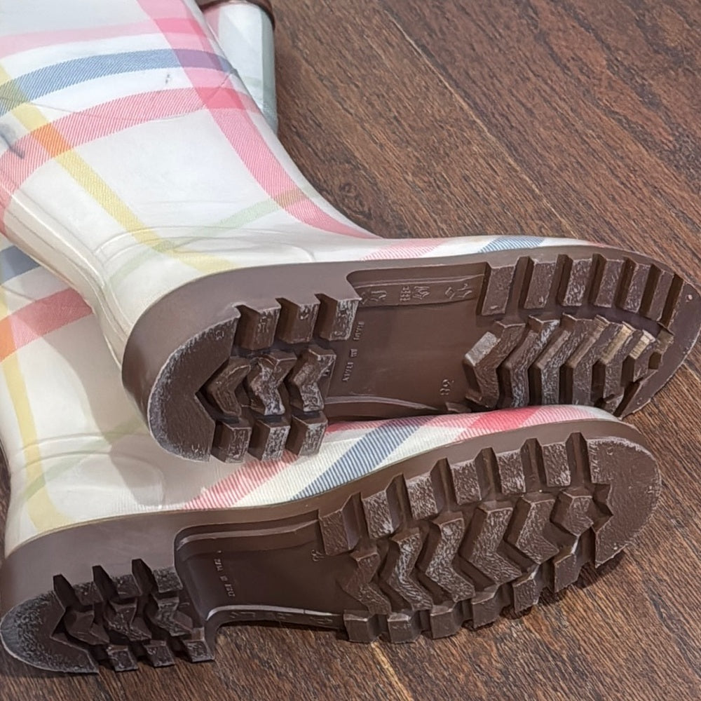 Burberry Women’s Checkered Rain Boots Size 38/8