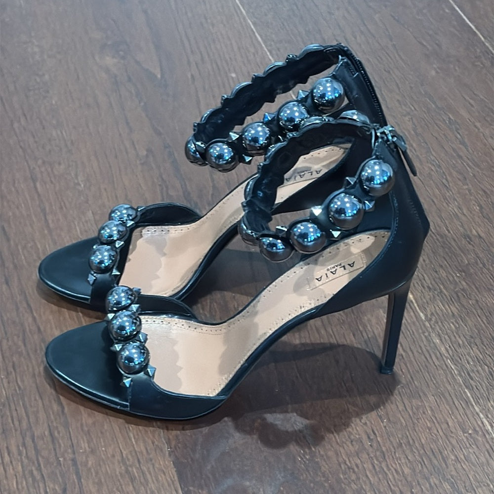 Alaia Black Beaded Women's Heels Size 39.5/9.5