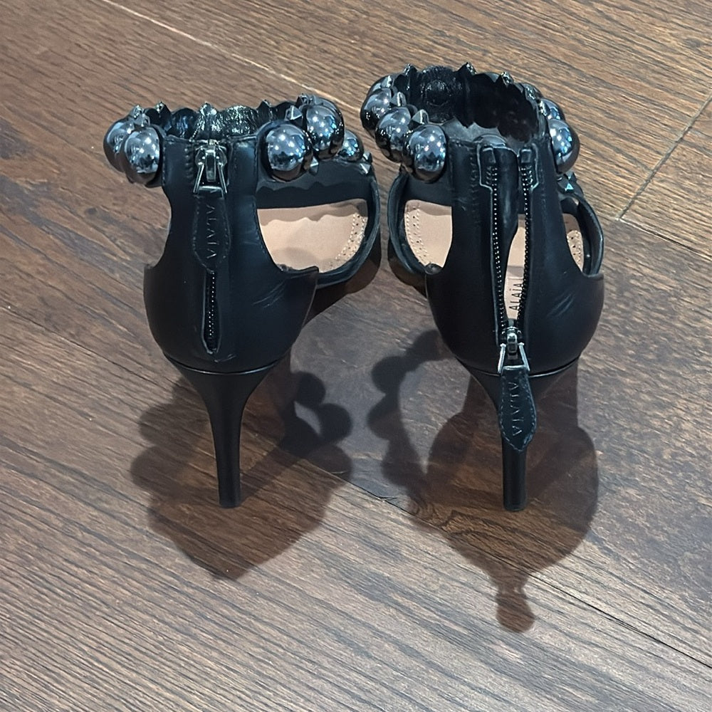 Alaia Black Beaded Women's Heels Size 39.5/9.5