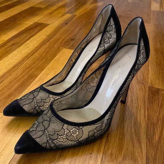 Gianvito Rossi Women’s Black Lace Heels Size 37.5/7.5