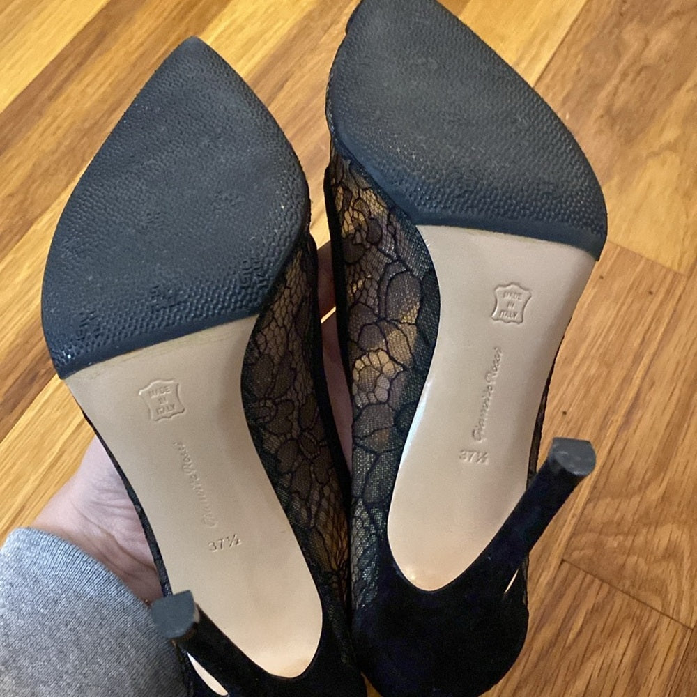 Gianvito Rossi Women’s Black Lace Heels Size 37.5/7.5