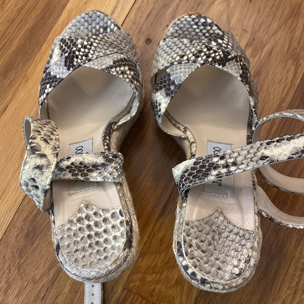 Jimmy Choo Women’s Gray Snakeskin Wedge Heels Size 37
