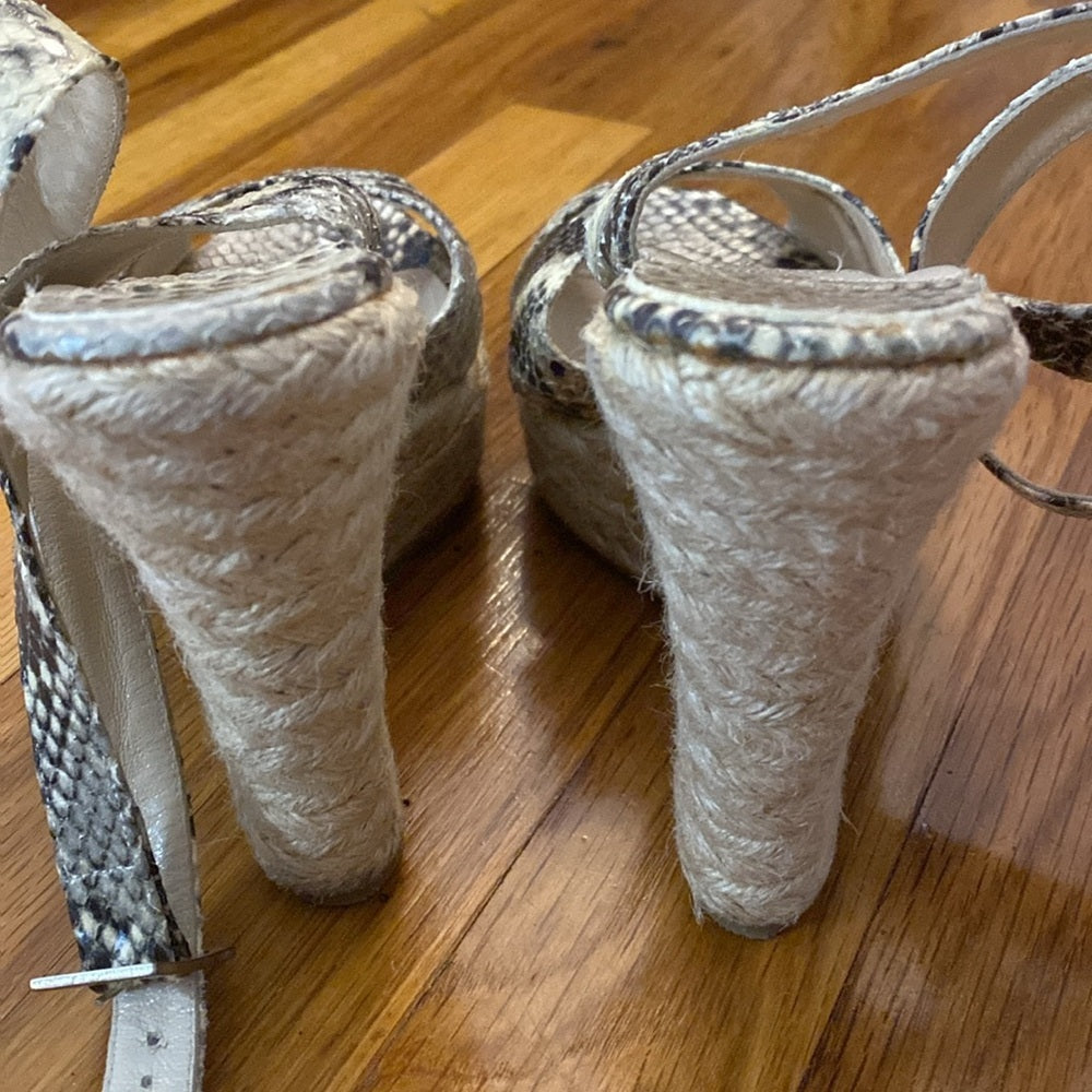Jimmy Choo Women’s Gray Snakeskin Wedge Heels Size 37