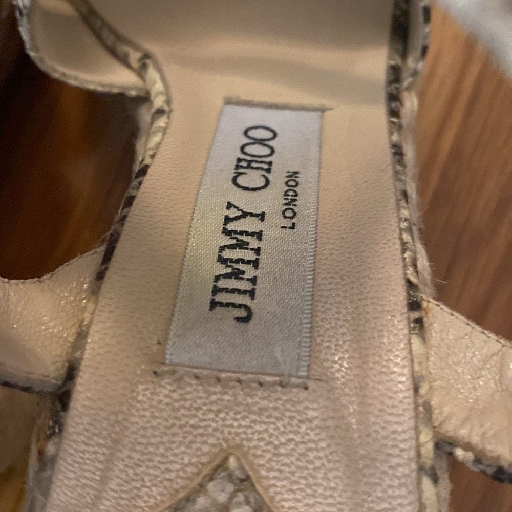Jimmy Choo Women’s Gray Snakeskin Wedge Heels Size 37
