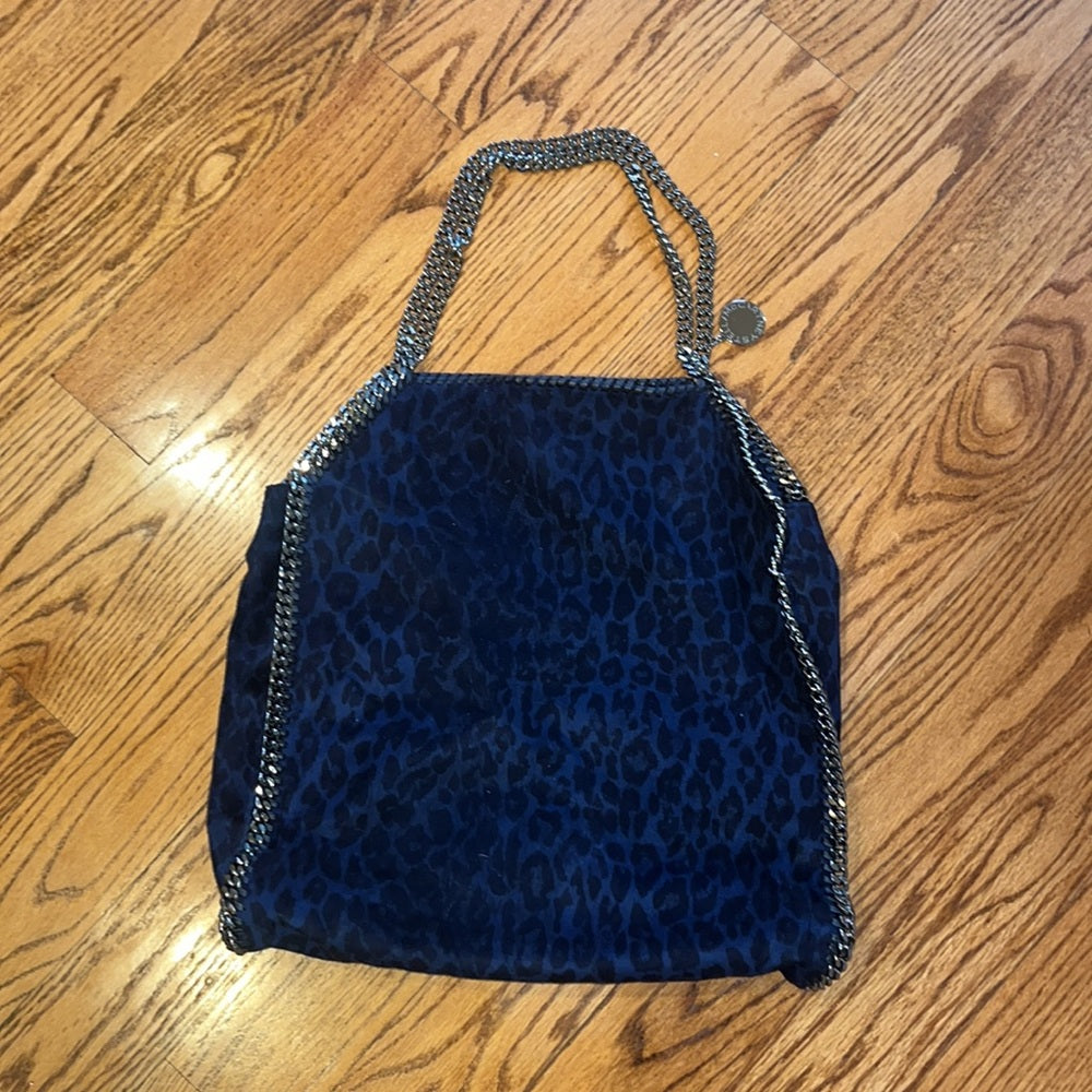 Stella McCartney Woman’s Navy Leopard Print Silver Tote