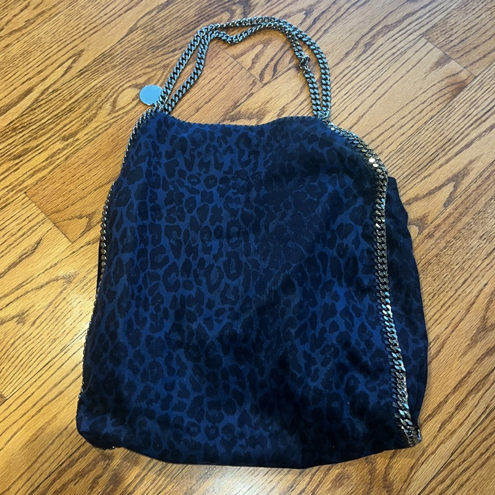 Stella McCartney Woman’s Navy Leopard Print Silver Tote
